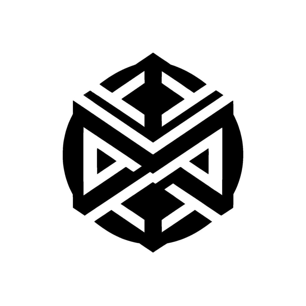 Geometric Illusion A striking black and white composition featuring an Escheresque D cubelike structure emerging from a dark circular background. vector