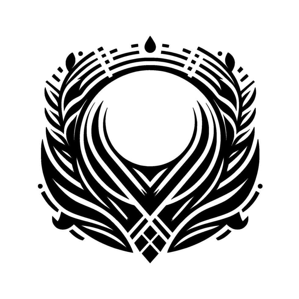 Geometric Black and White Circular with Floral and Geometric Elements, Symbolizing Balance and Harmony. vector