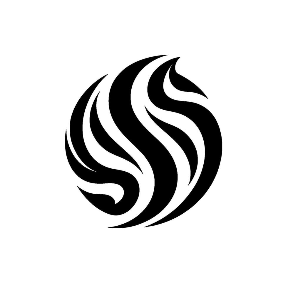 Abstract Black and White Swirl A circular composition featuring dynamic, flowing, curved lines, creating a modern and artistic visual effect, set against a clean white backdrop. vector