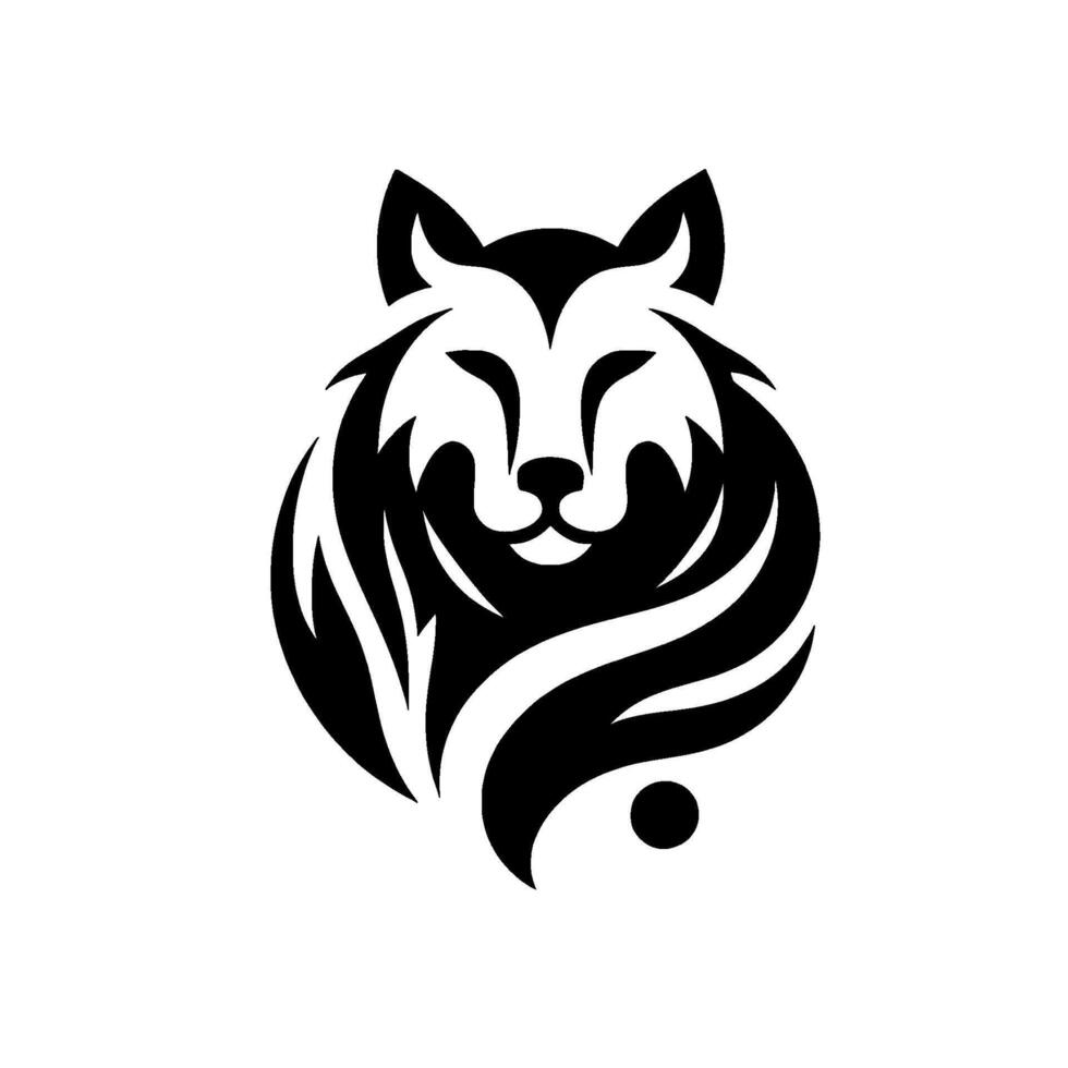 Minimalist YinYang Wolf in Black and White, Symbolizing Balance, Tranquility, and Inner Peace. vector