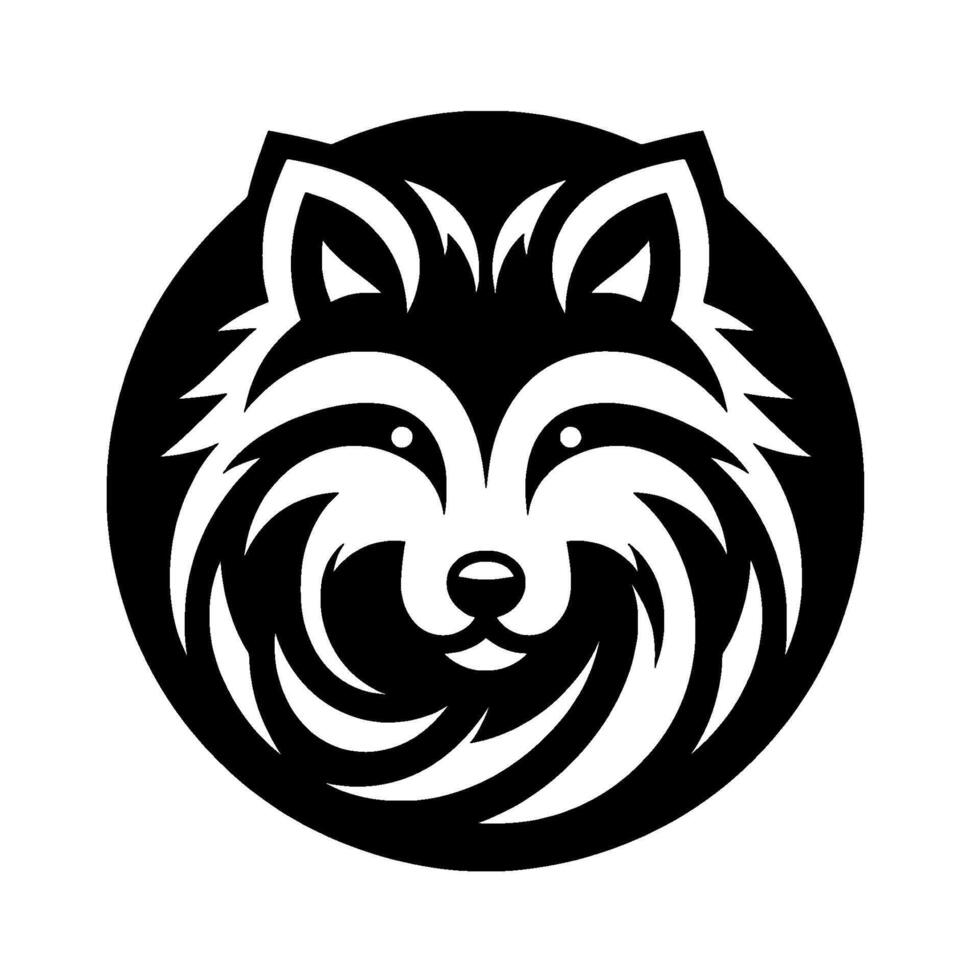 Stylized Black and White Raccoon , Concentric Swirls, Geometric Lines, Circular , Clean, Modern, , Friendly, Cute. vector