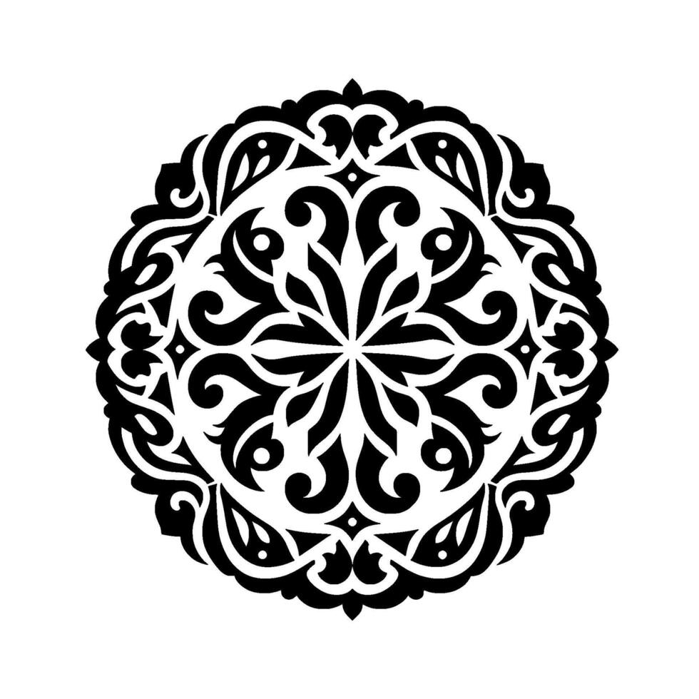 Intricate Black and White Circular Mandala Detailed floral and geometric with symmetrical pattern. vector