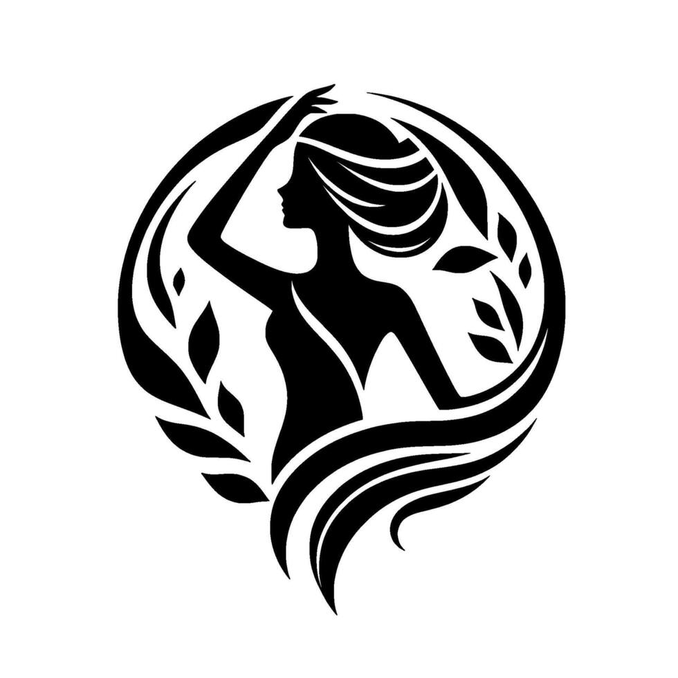 Silhouette of a woman in a naturalistic floral embrace, a conveying elegance, tranquility, and the beauty of nature. vector