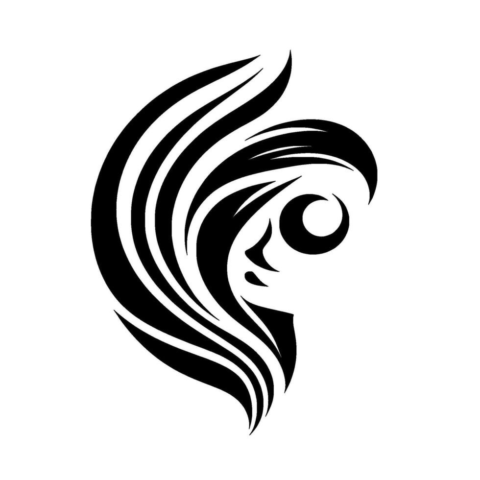 A stylized, abstract rendering of a facemask, composed of flowing lines and curves, evoking a sense of tribal art against a stark white backdrop. vector
