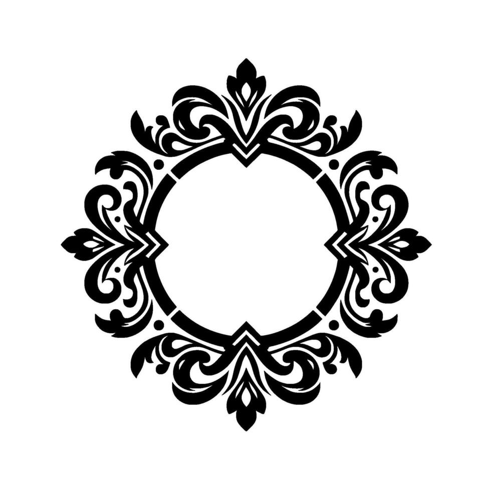 Intricate Black and White Circular Ornamental A Symmetrical BaroqueInspired Decorative Motif for Elements vector