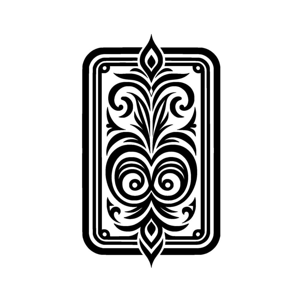 Intricate Black and White Ornamental Floral Symmetry within a Rectangular Frame vector