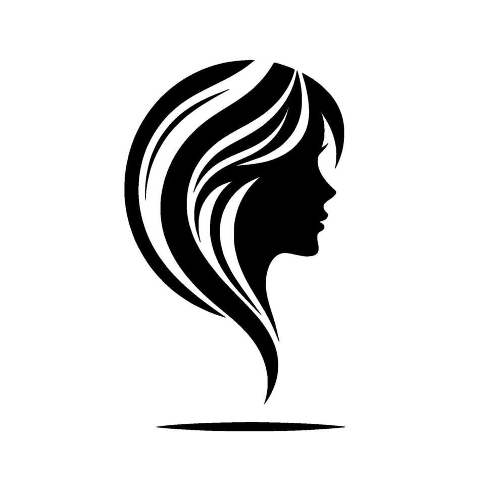 Elegant Silhouette of a Womans Face and Flowing Hair Minimalist Black and White on a Clean White Background vector