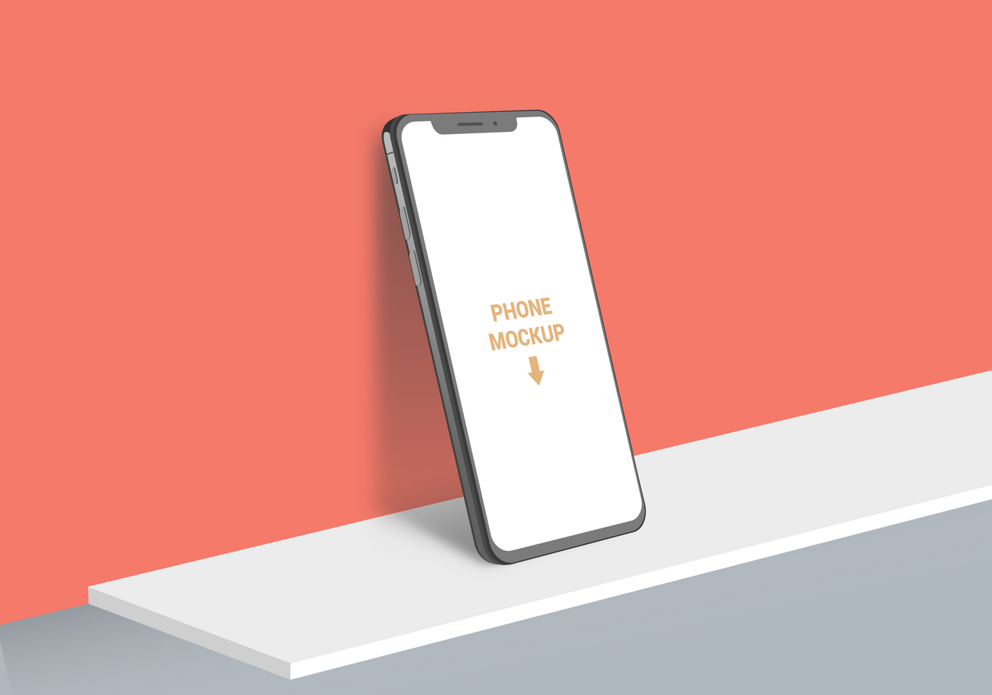 Smart Phone in Wall Mockup Template psd