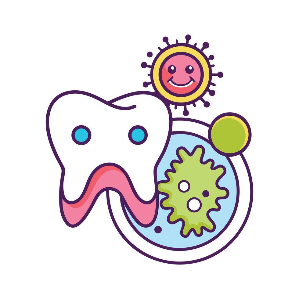 Dental Plaque and Tooth Decay Caused by Bacteria vector