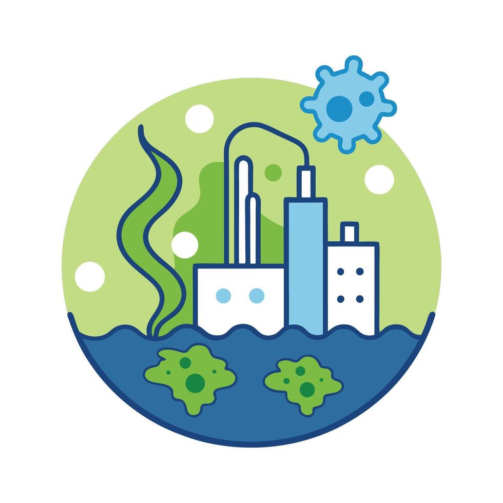 Polluted Industrial Wastewater Hosting Diverse Bacteria vector