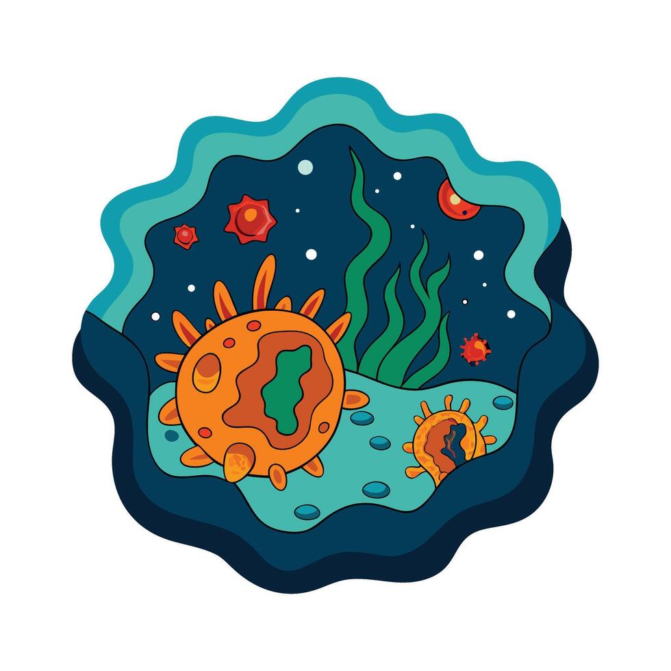 Bacteria Thriving on Hydrothermal Vents in Deep Sea vector