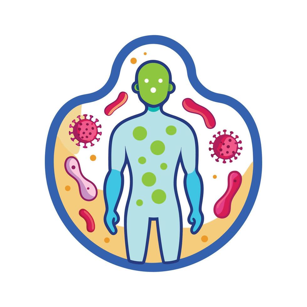 Human Skin Home to Diverse Natural Microflora Bacteria vector