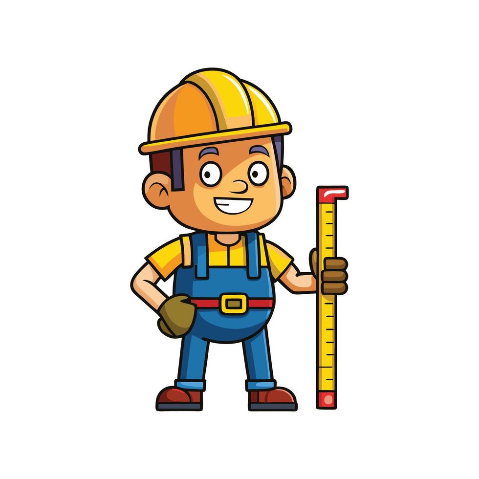 Worker with a Measuring Tape Cartoon vector