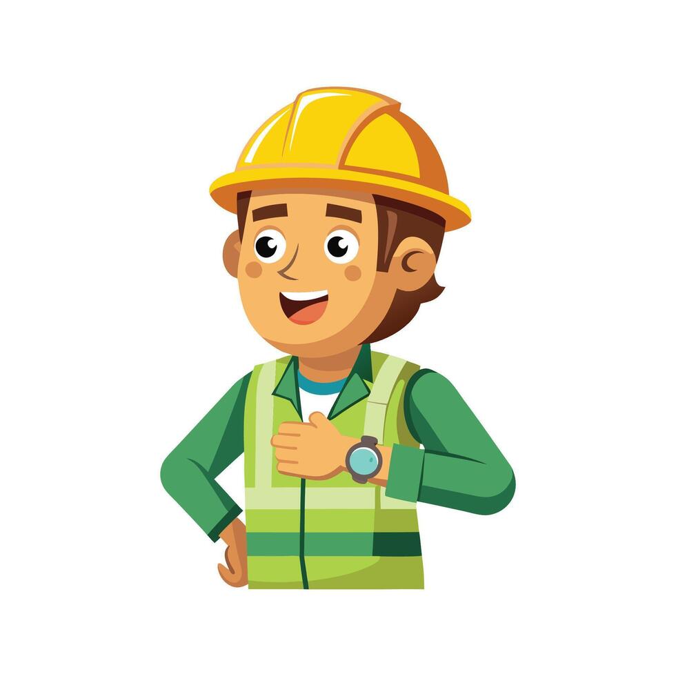 Cartoon Style Worker Checking Watch for Plans vector