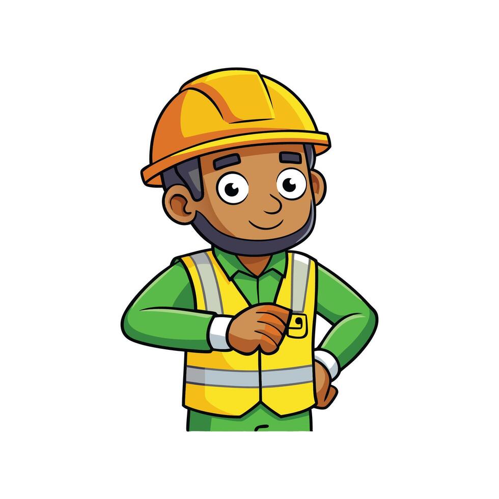 Creative Cartoon Worker Observing Watch for Task vector