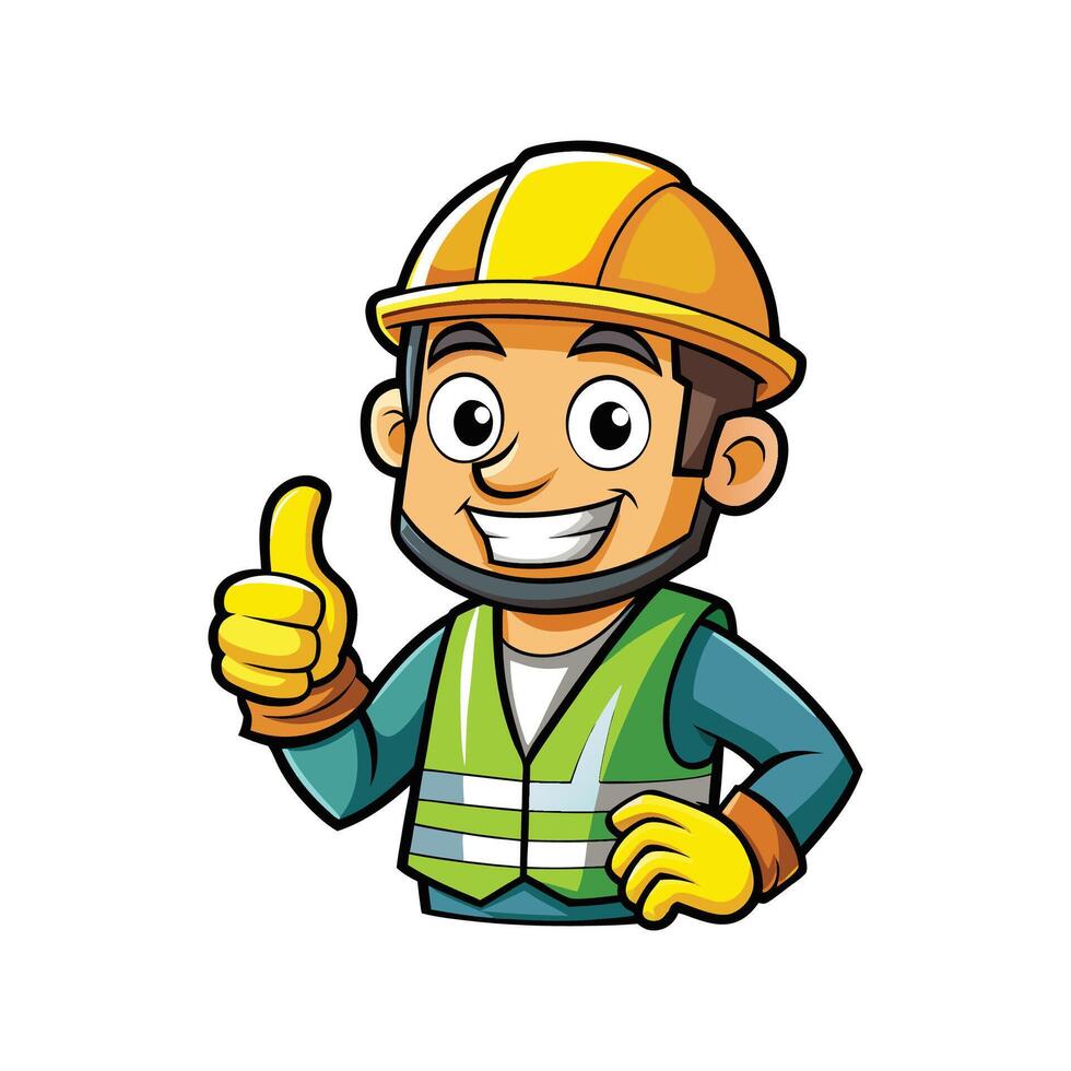Optimistic Worker Giving Thumbs Up on Site vector