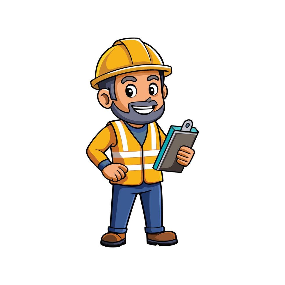 Employee Actively Managing Construction with Clipboard vector