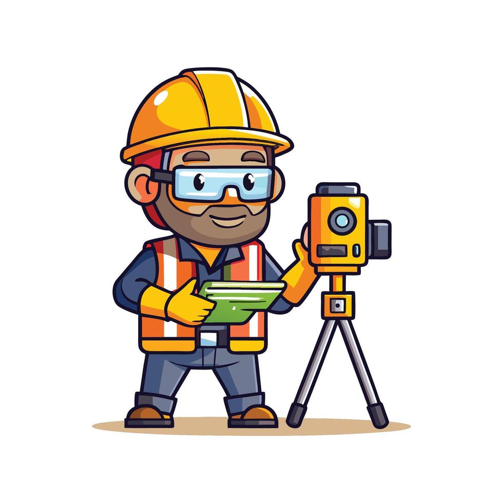 Hardworking Worker Utilizing Leveling Laser vector