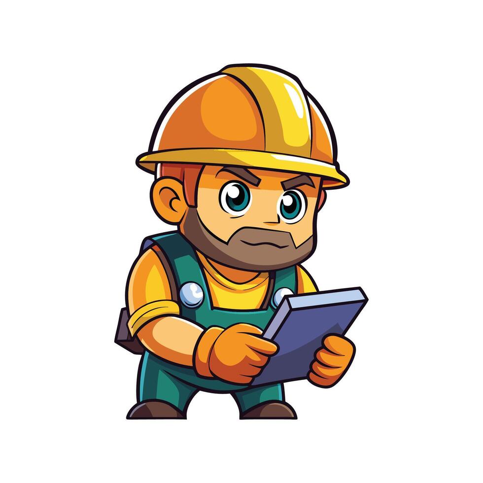 Hardworking Worker Using Metal File for Finishing vector