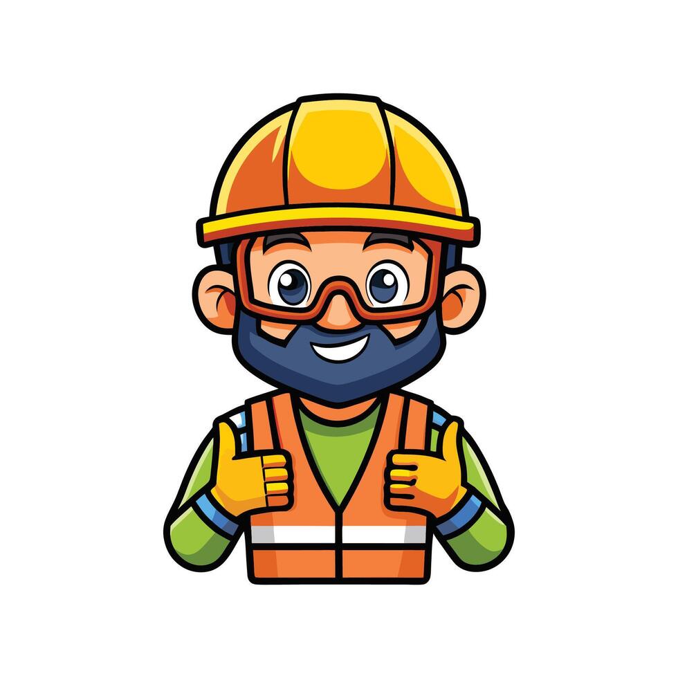 Dedicated Employee with Safety Glasses on Site vector