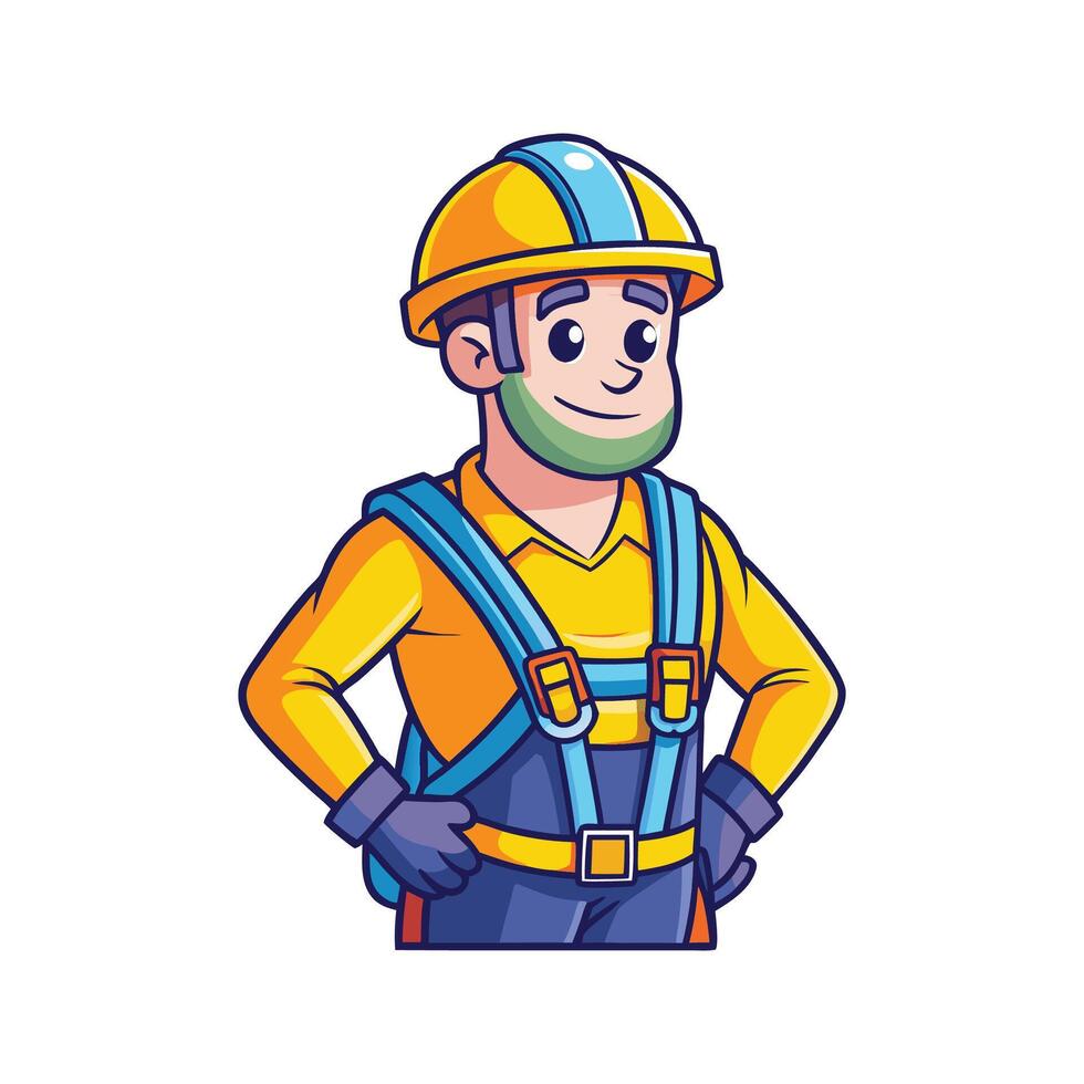 Employee Actively Using Safety Harness Illustration vector