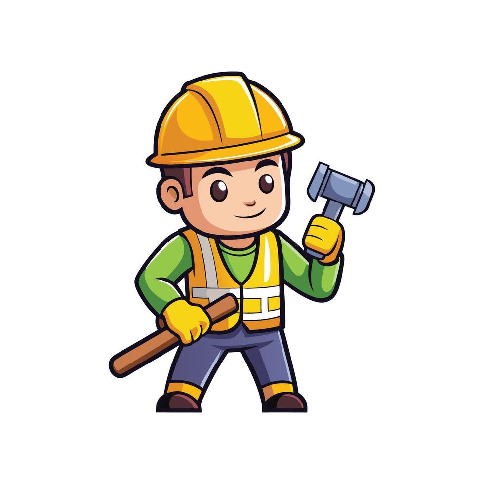 Employee Actively Managing Sledgehammer for Projects vector