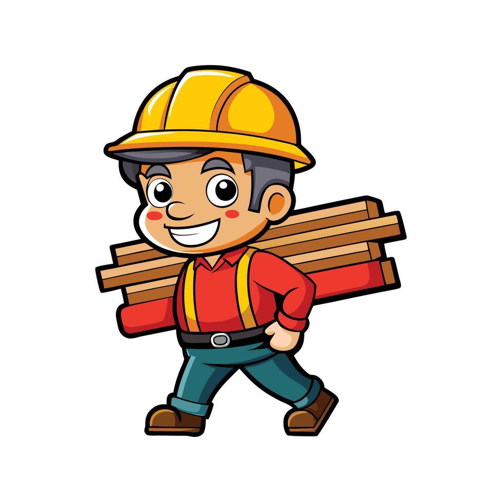 Employee Actively Managing Lumber for Tasks vector