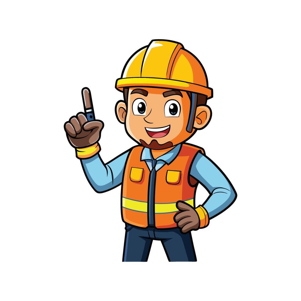 Worker Holding Walkie Talkie for Communication vector