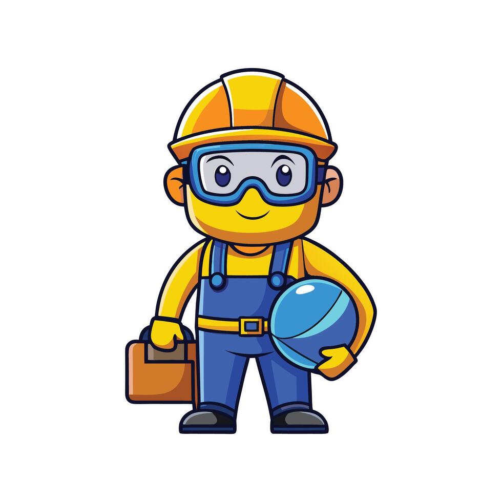 Hardworking Worker Using Welding Mask for Safety vector