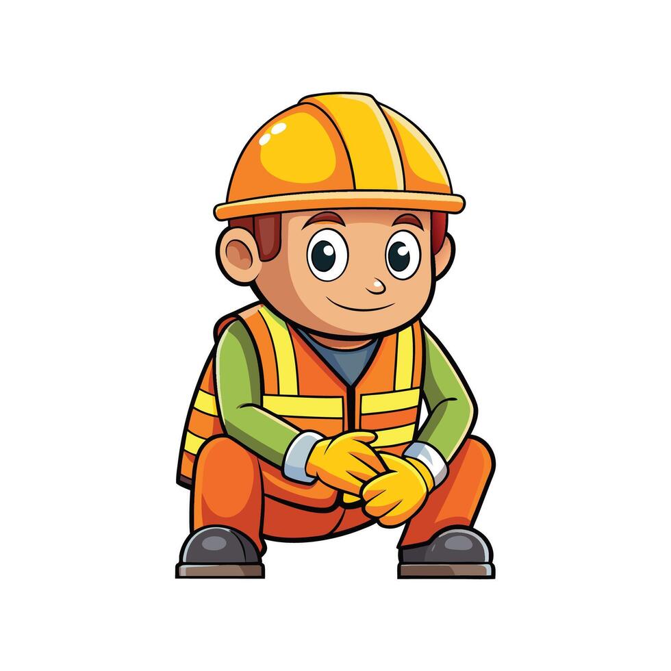 Worker Wearing Safety Vest and Gloves for Protection vector