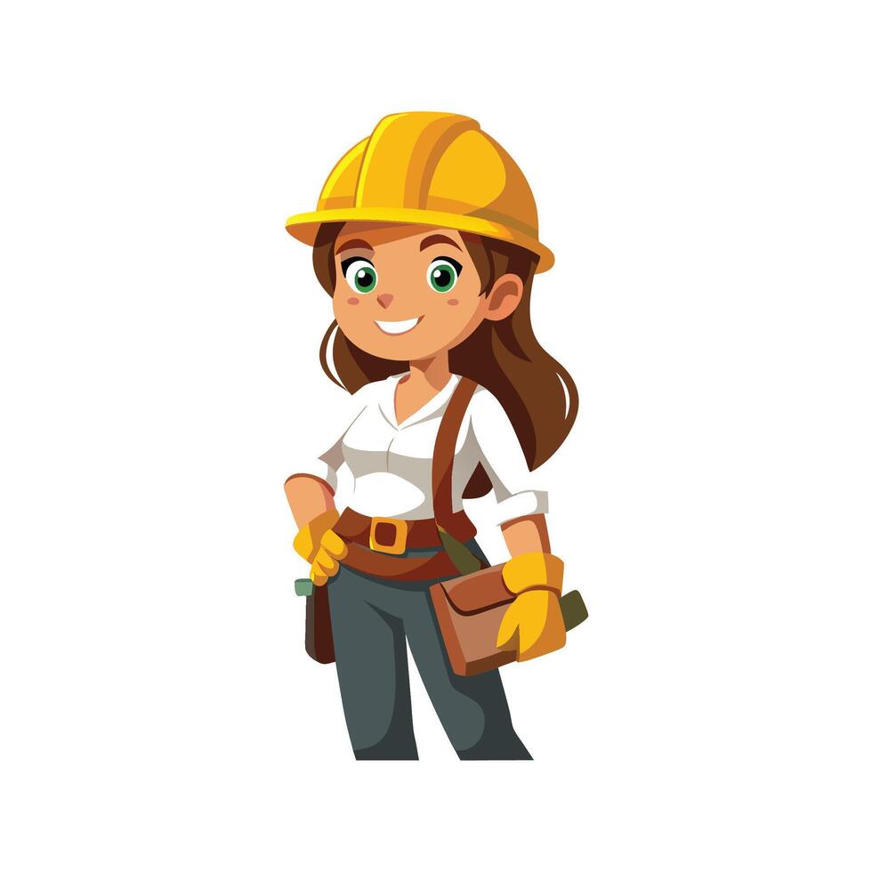 Employee Actively Wearing Tool Belt for Work vector