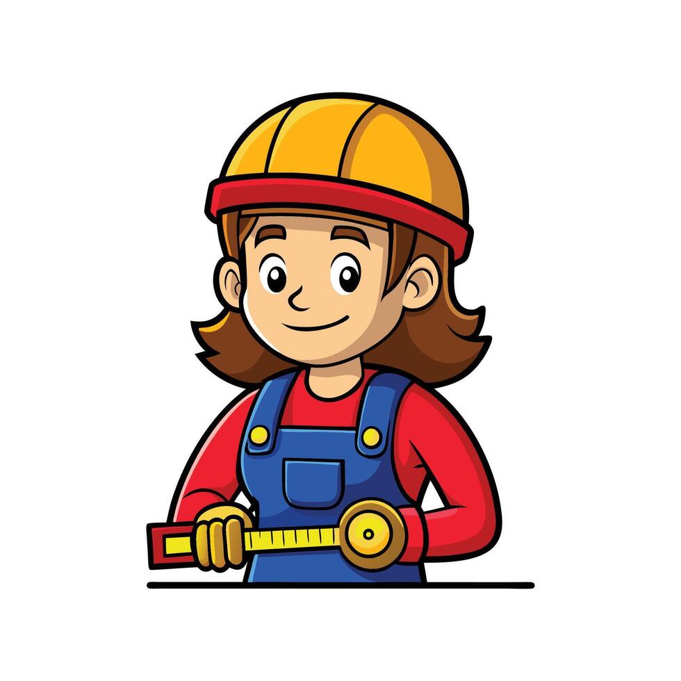 Employee Actively Measuring for Construction Tasks vector