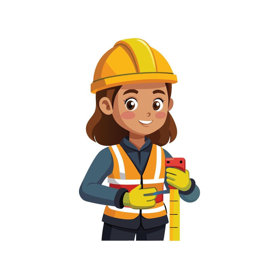 Dedicated Worker with Measuring Tape vector