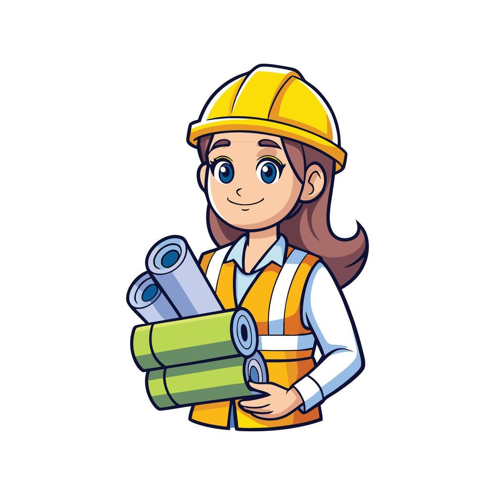 Dedicated Worker with Blueprints for Construction vector