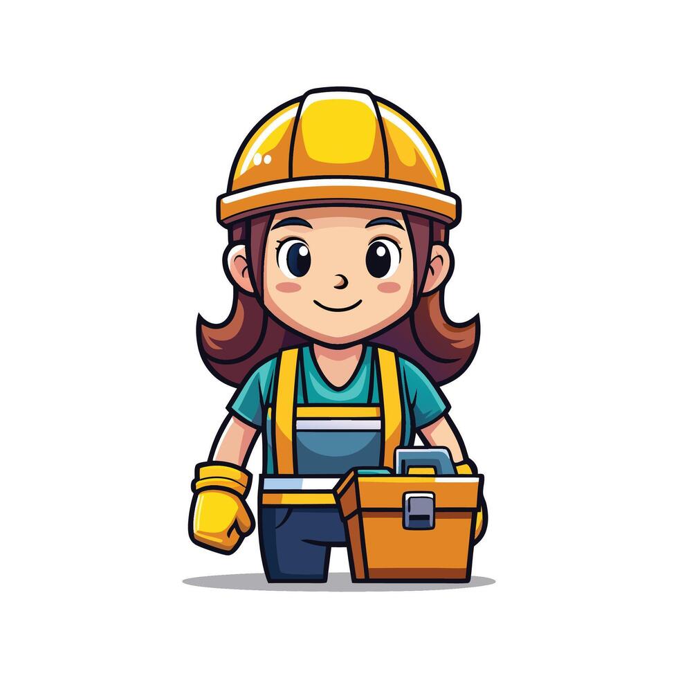 Illustration of Worker with Tool Chest Artwork vector