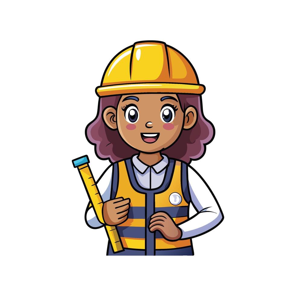 Creative Illustration of Worker with Tape Measure vector
