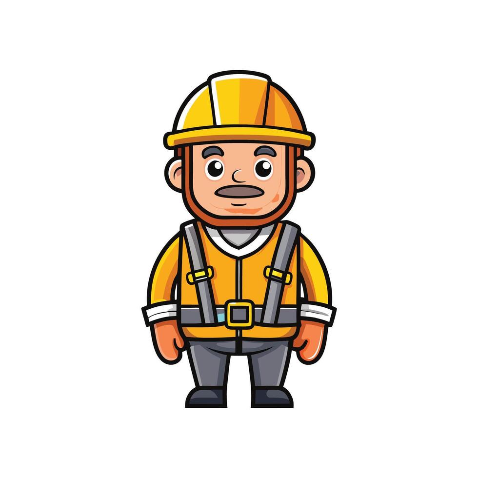 Worker Holding Safety Harness Cartoon vector