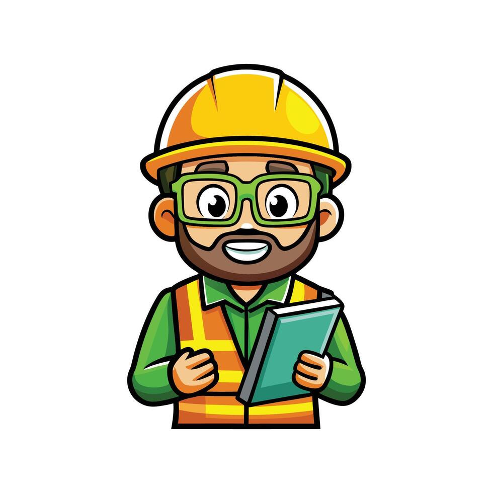Unique Cartoon of Worker with Safety Manual vector