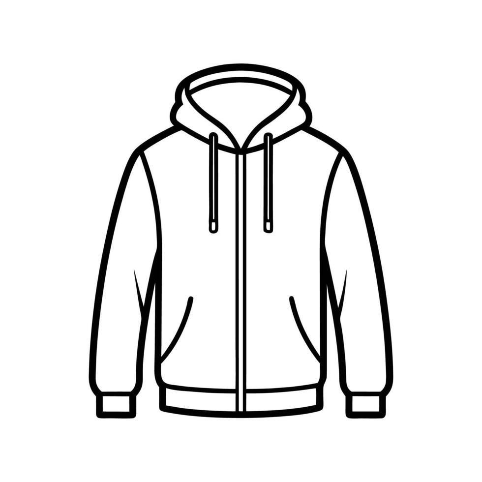Creative Zip Up Hoodie Shirt Outline Design vector