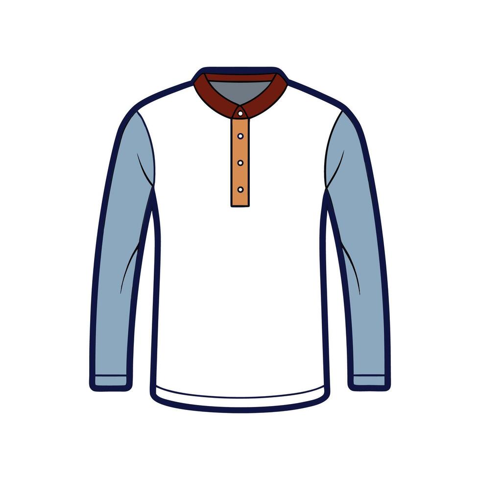Chic Long Sleeve Henley Design vector