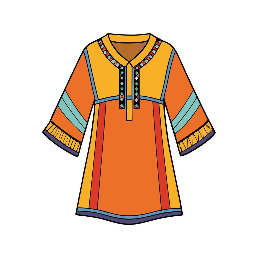 Chic Loose Fit Boho Tunic Design vector