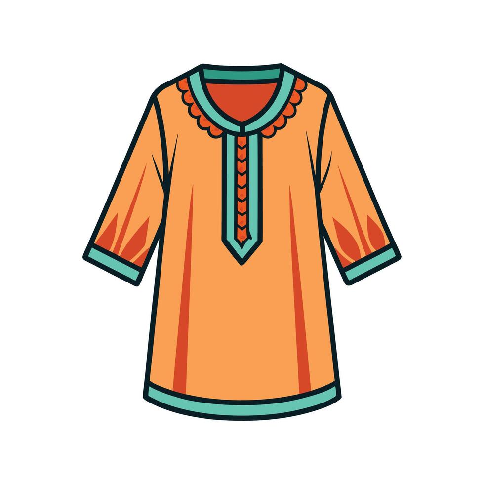 Trendy Loose Fit Boho Tunic Illustration vector