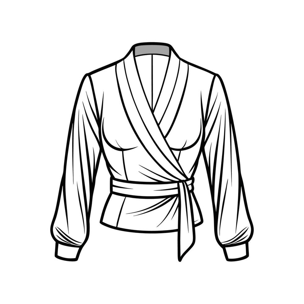 Chic Luxury Satin Wrap Blouse Design vector