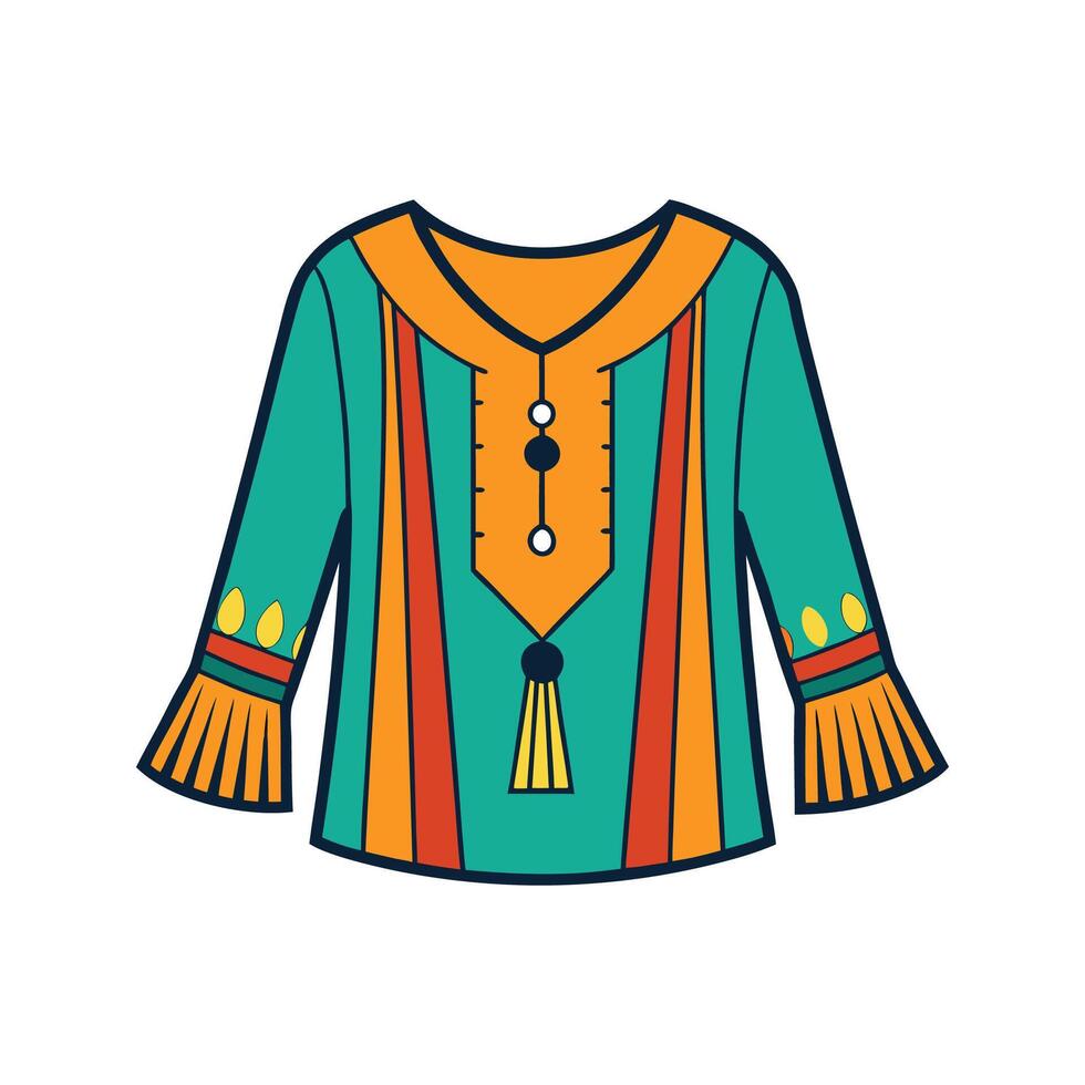 Stylish Boho Tassel Blouse Design vector