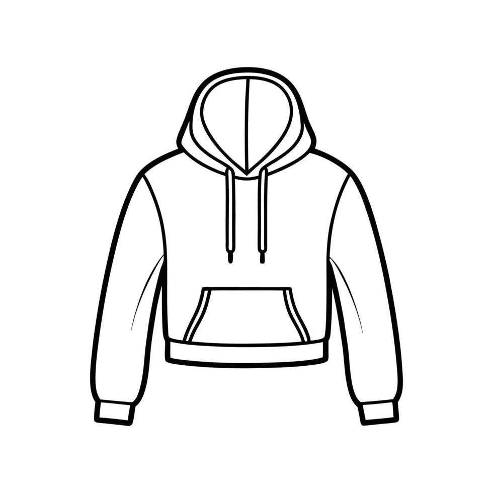 Stylish Cropped Drawstring Hoodie Design vector