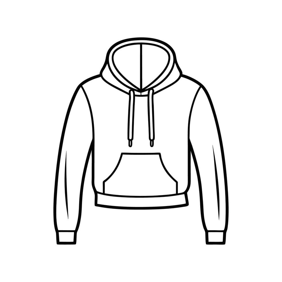 Unique Cropped Drawstring Hoodie Art vector
