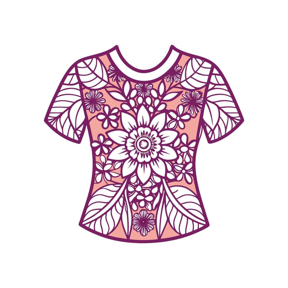 Chic Delicate Floral Lace Tee Design vector