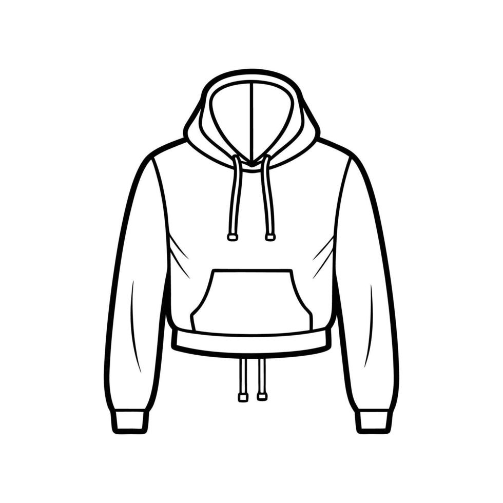 Trendy Cropped Drawstring Hoodie Illustration vector