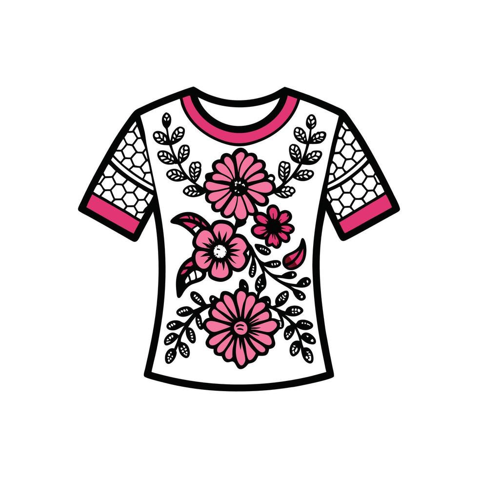Unique Delicate Floral Lace TShirt Art vector