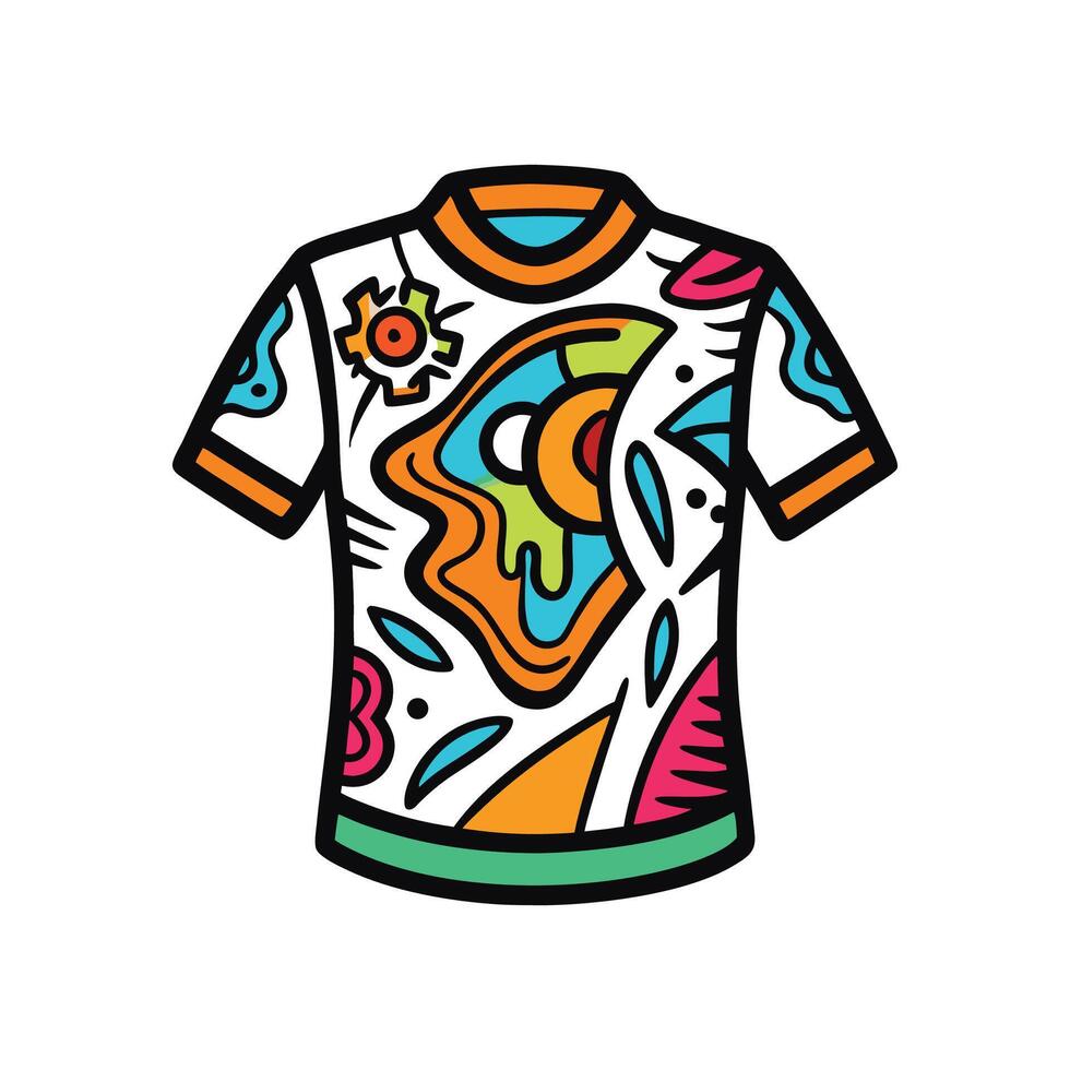 Trendy Doodle Art Print Tee Illustration vector